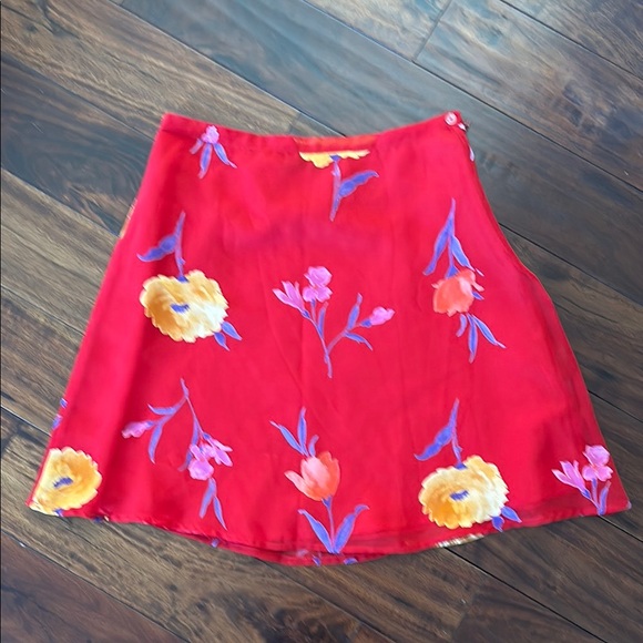 NAF NAF | Red A-Line Floral Mini Skirt Casual - Picture 2 of 8